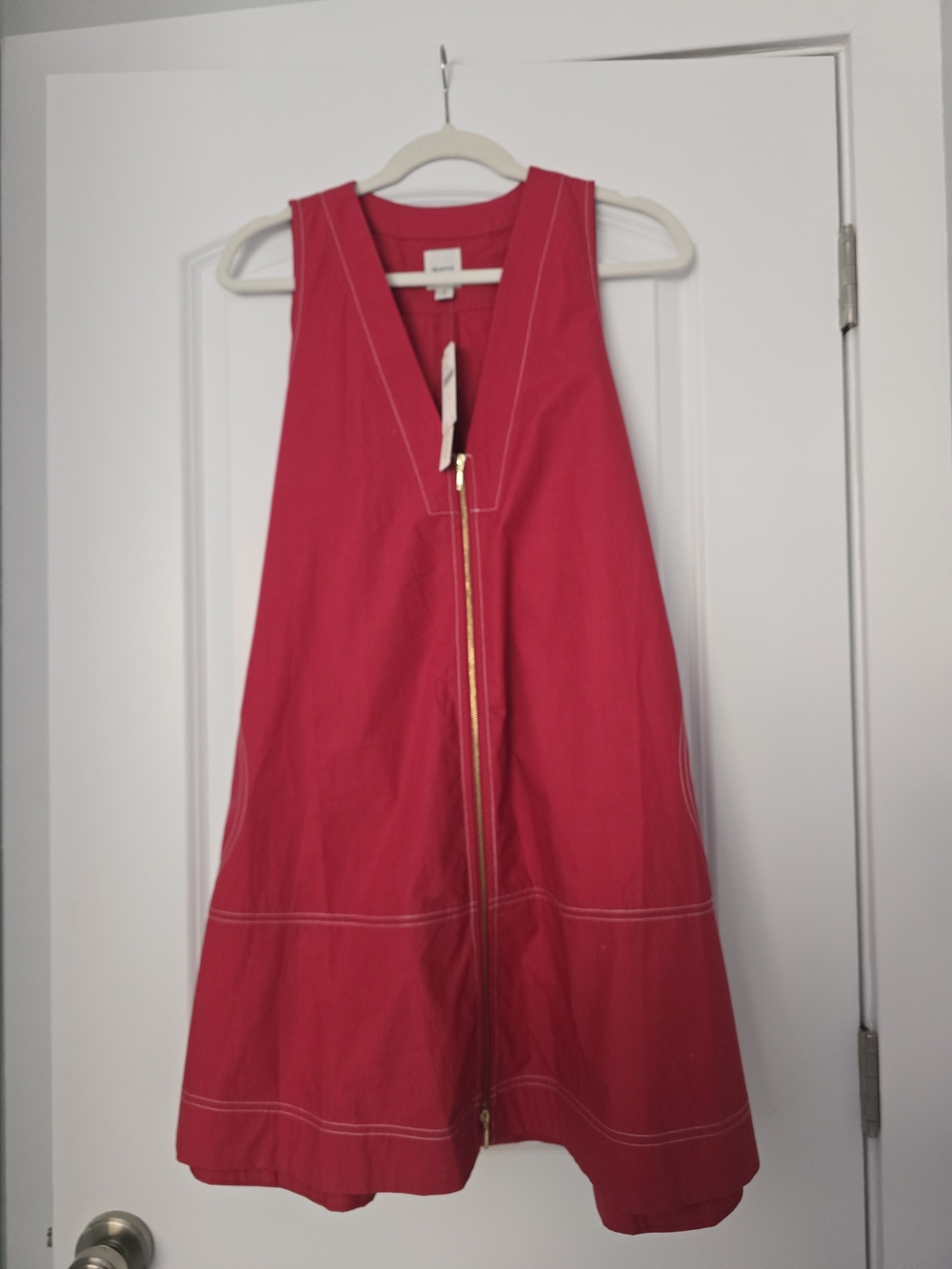 Anthropologie Maeve Red Zip-Front Sleeveless Dress